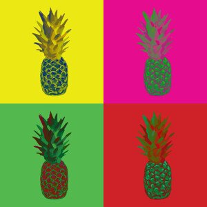 Ilustrace Pop Art Pineapple Vector, LucidSurf, 40 × 40 cm