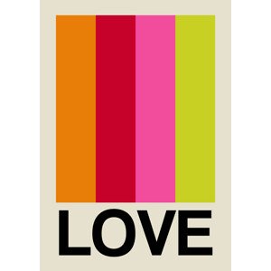 Ilustrace Retro Stripe LOVE Fruit, Frances Collett, 30 × 40 cm