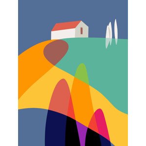 Ilustrace The Red Cottage Up the Hill, Little Dean, 30 × 40 cm