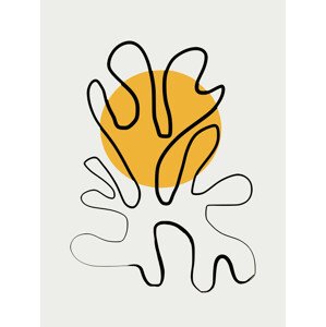Ilustrace Minimalist Coral and Sun, Little Dean, 30 × 40 cm