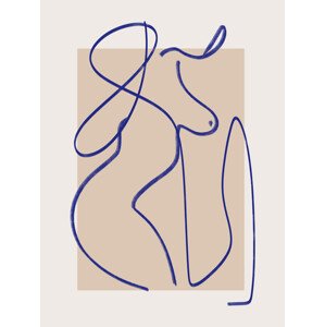 Ilustrace Abstract Blue Line Art 2, Little Dean, 30 × 40 cm