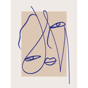 Ilustrace Abstract Blue Line Art, Little Dean, 30 × 40 cm