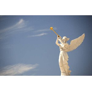 Fotografie Angel blowing a horn, mstroz, 40 × 26.7 cm