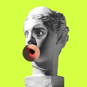 Fotografie Collage with plaster head model and, master1305, 40 × 40 cm