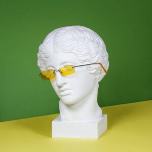 Fotografie Plaster head with yellow sunglasses, lambada, 40 × 40 cm