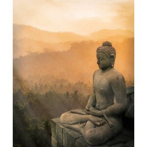 Fotografie Statue of Buddha at sunset, Borobudur,, ac productions, 33 × 40 cm