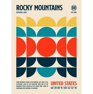 Ilustrace Rocky Mountains National Park Travel Poster, Retrodrome, 30 × 40 cm