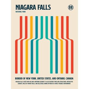 Ilustrace Niagara Falls National Park Travel Poster, Retrodrome, 30 × 40 cm