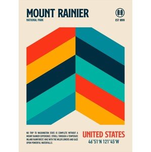 Ilustrace Mount Rainier National Park Travel Poster, Retrodrome, 30 × 40 cm