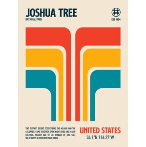 Ilustrace Joshua Tree National Park Travel Poster, Retrodrome, 30 × 40 cm