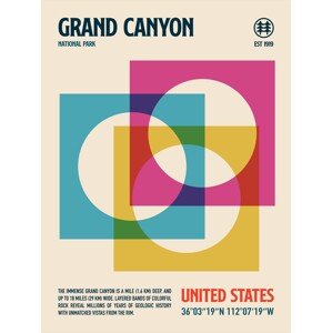 Ilustrace Grand Canyon National Park Travel Poster, Retrodrome, 30 × 40 cm