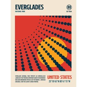 Ilustrace Evergldes National Park Travel Poster, Retrodrome, 30 × 40 cm