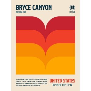 Ilustrace Bryce Canyon National Park Travel Poster, Retrodrome, 30 × 40 cm