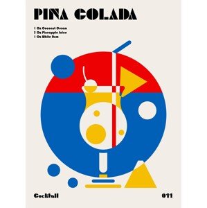 Ilustrace Pina Colada Bauhaus Cocktail, Retrodrome, 30 × 40 cm