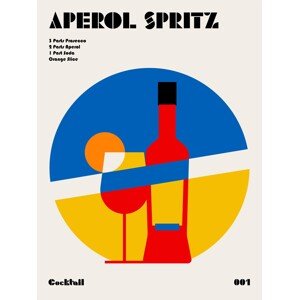Ilustrace Aperol Spritz Cocktail Bauhaus Art Print, Retrodrome, 30 × 40 cm