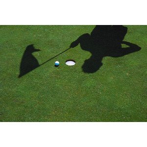 Fotografie SHADOW OF GOLFER & FLAG AT HOLE WITH BALL, Grant Faint, 40 × 26.7 cm