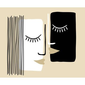 Ilustrace Happy couple in abstract style - soulmates in love, Dmitry Kovalchuk, 40 × 33 cm