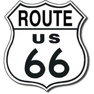 Plechová cedule ROUTE 66 - shield, 27 × 27 cm