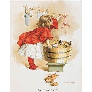 Plechová cedule IVORY SOAP GIRL WASHING, 32 × 41 cm