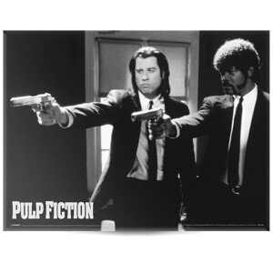 Plechová cedule Pulp Fiction - Black and White Guns, 40 × 30 cm