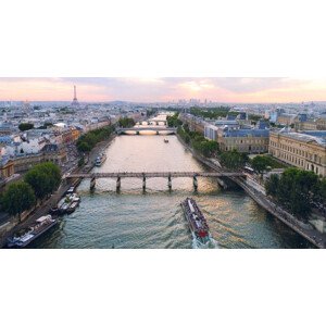 Fotografie Paris aerial Seine river sunset France, pawel.gaul, 40 × 22.2 cm