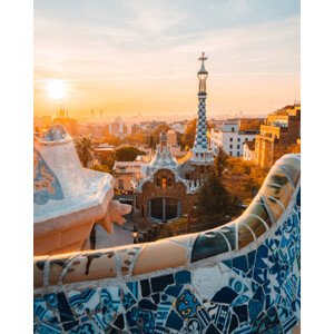 Fotografie Barcelona at sunrise viewed from park, Time Beast, 30 × 40 cm