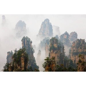 Fotografie China, Hunan, Zhangjijie, Mount Tianzi in fog, Peter Adams, 40 × 26.7 cm