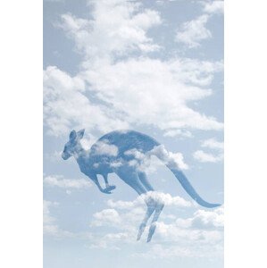 Ilustrace Double exposure of clouds and kangaroo., Grant Faint, 26.7 × 40 cm