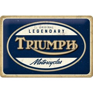 Plechová cedule Triumph - Legendary Motorcycles, 20 × 30 cm