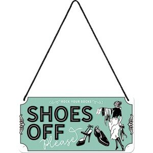Plechová cedule Shoes Off, 20 x 10 cm
