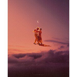Ilustrace Dancing in the sky, spacerocket art, 30 × 40 cm