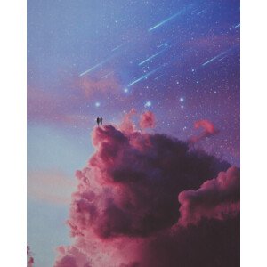 Ilustrace Looking on the sky, spacerocket art, 30 × 40 cm