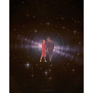 Ilustrace Space love, spacerocket art, 30 × 40 cm