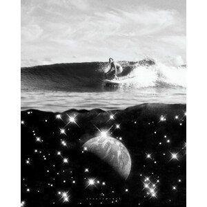 Ilustrace Space under water, spacerocket art, 30 × 40 cm