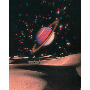 Ilustrace Space disco, spacerocket art, 30 × 40 cm