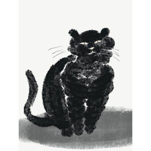 Ilustrace Portrait of a black cat, Little Dean, 30 × 40 cm