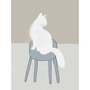 Ilustrace White feline, Little Dean, 30 × 40 cm