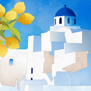 Ilustrace Santorini Neu, Ana Rut, 40 × 40 cm