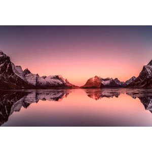 Fotografie Sunrise over mountains, Lofoten, Norway, felix, 40 × 26.7 cm