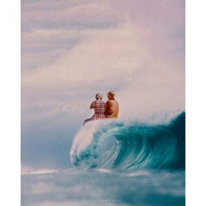 Ilustrace Wave in love, spacerocket art, 30 × 40 cm