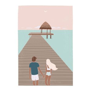 Ilustrace Flat illustration of romantic couple on, LucidSurf, 26.7 × 40 cm