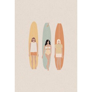 Ilustrace Longboard surf competition, vector illustration, LucidSurf, 26.7 × 40 cm