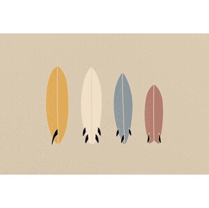 Ilustrace Vintage Old-school Retro Style Surfboards on, LucidSurf, 40 × 26.7 cm
