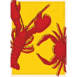 Ilustrace Seafood with lobster and crab, JDawnInk, 30 × 40 cm