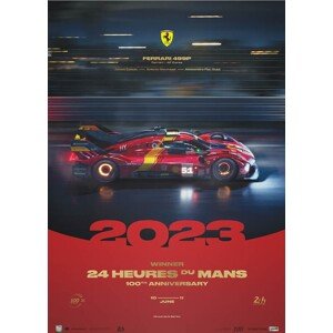 Umělecký tisk Ferrari 499P - 24h Le Mans Winners - 100th Anniversary - 2023, Automobilist, 50 × 70 cm