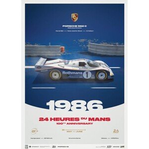 Umělecký tisk Porsche 962C - 24h Le Mans - 100th Anniversary - 1986, Automobilist, 50 × 70 cm