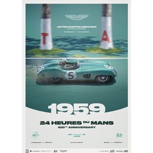 Umělecký tisk Aston Martin DBR1/300 - 24h Le Mans - 100th Anniversary - 1959, Automobilist, 50 × 70 cm
