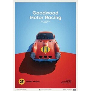 Umělecký tisk Ferrari 250 GTO - Red - Goodwood TT - 1963 - Limited Poster, Automobilist, 50 × 70 cm