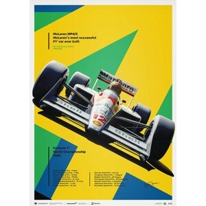 Umělecký tisk McLaren MP4/4 - Ayrton Senna - San Marino GP - 35th Anniversary - 1988, Automobilist, 50 × 70 cm