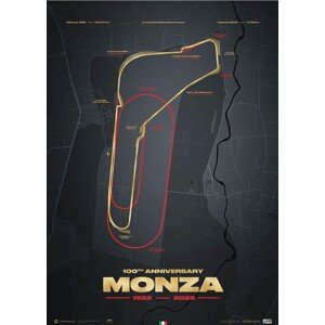 Umělecký tisk Monza Circuit - Track Evolution - 100th Anniversary, Automobilist, 50 × 70 cm